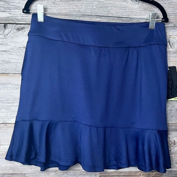 Women's Blue Ruffle Hem Shorts - Picture 1 of 7